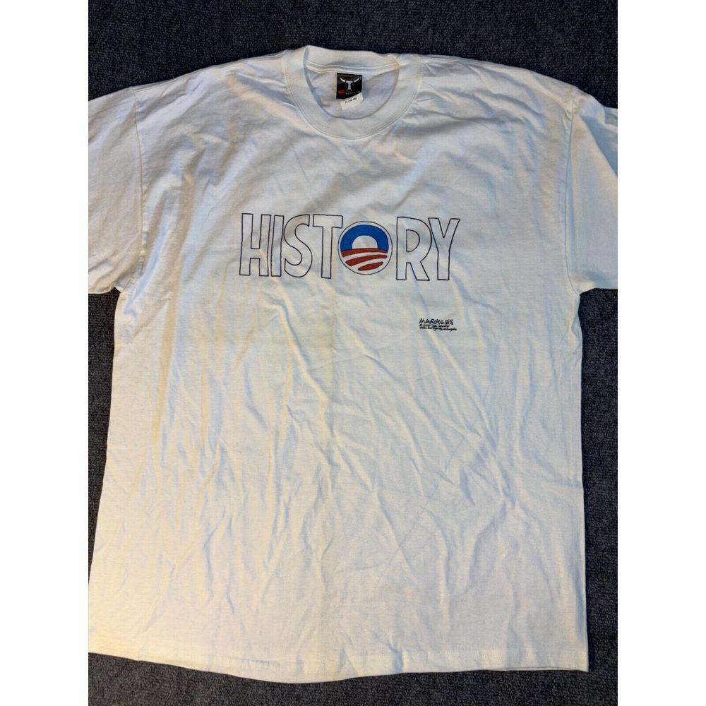 Hanes Beefy Tee Shirt‎ Mens XL White History Short Sleeve Crew Neck Regular Fit